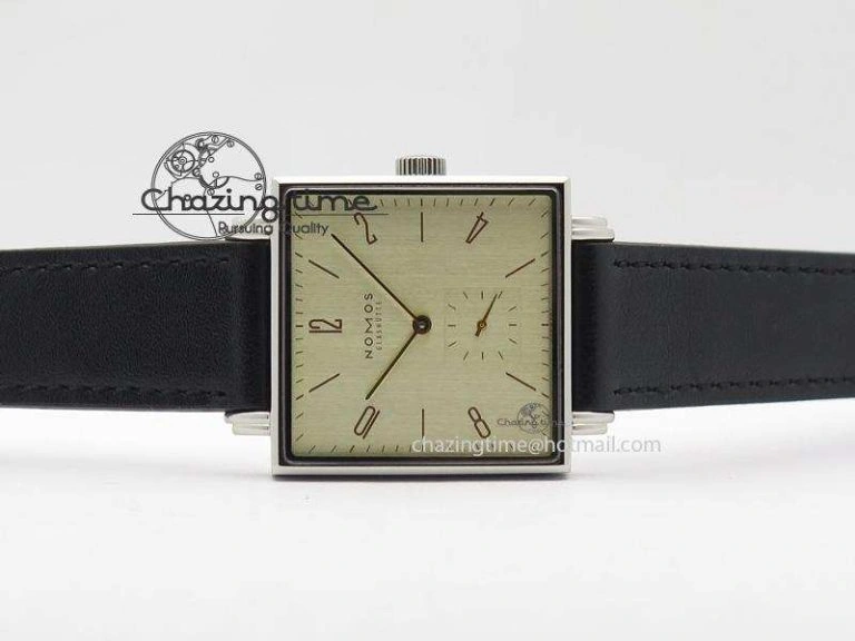 Tetra SS Gold Dial On Black Leather Strap A2813