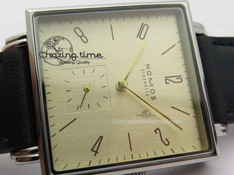 Tetra SS Gold Dial On Black Leather Strap A2813