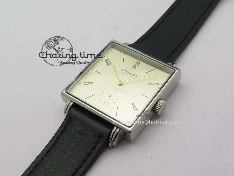 Tetra SS Gold Dial On Black Leather Strap A2813