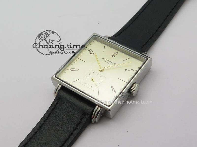 Tetra SS Gold Dial On Black Leather Strap A2813