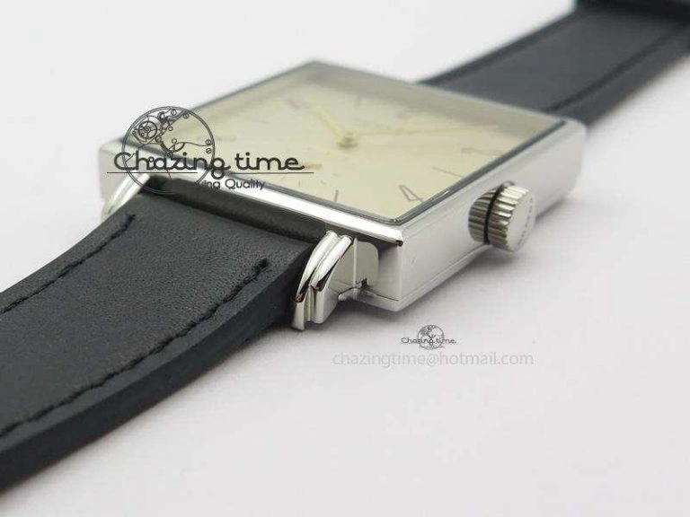 Tetra SS Gold Dial On Black Leather Strap A2813