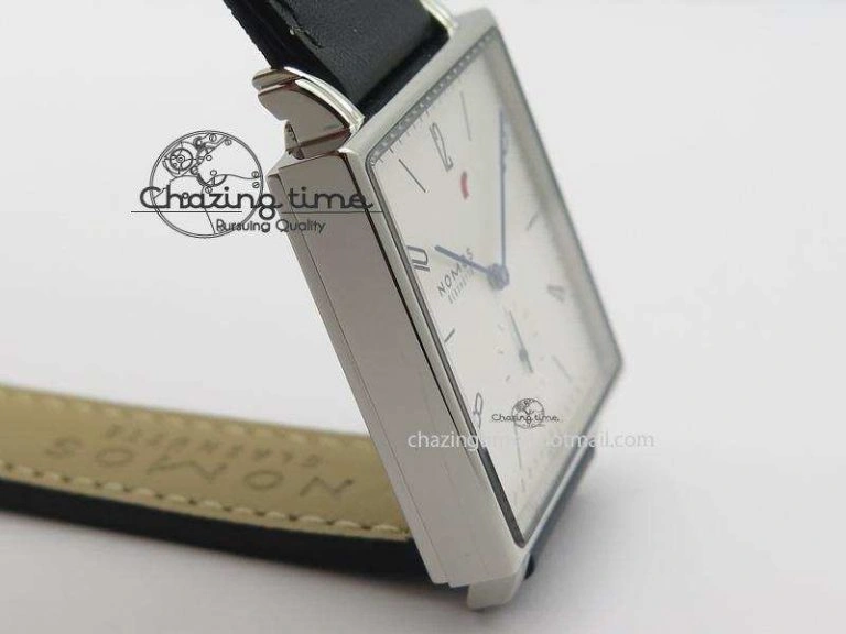 Tetra SS White Dial Blue Hands On Black Leather Strap A2813