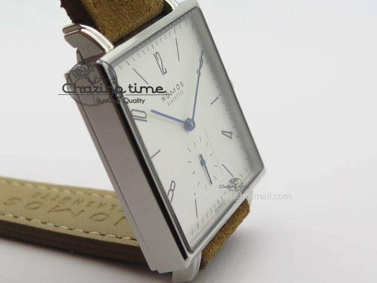 Tetra SS White Dial On Brown Leather Strap A2813