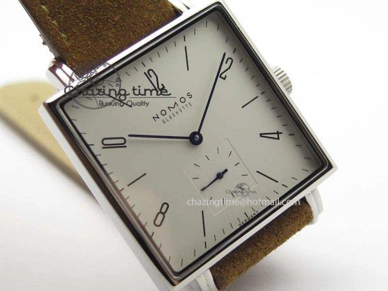 Tetra SS White Dial On Brown Leather Strap A2813