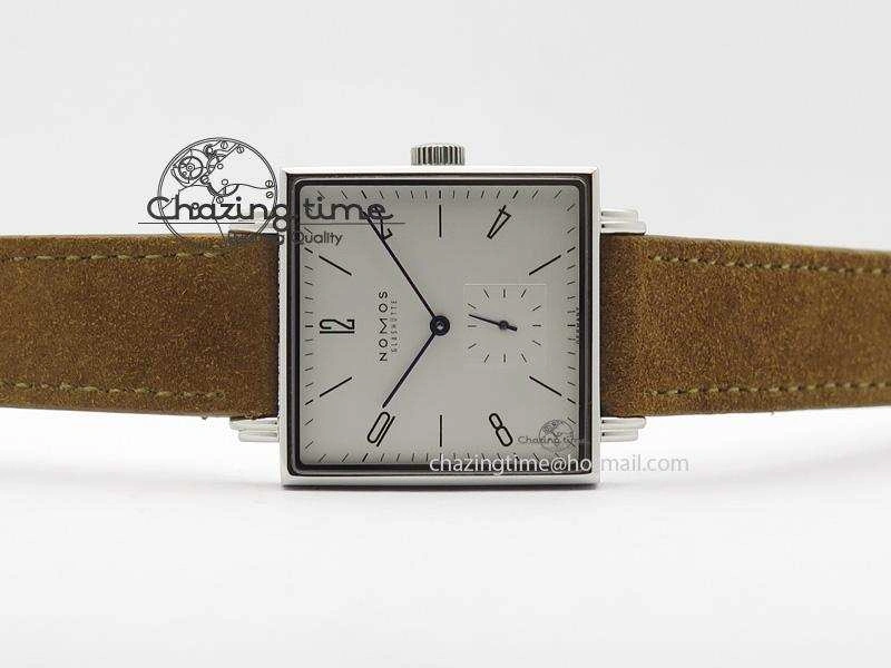 Tetra SS White Dial On Brown Leather Strap A2813