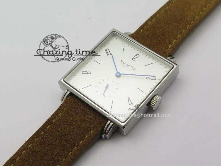 Tetra SS White Dial On Brown Leather Strap A2813