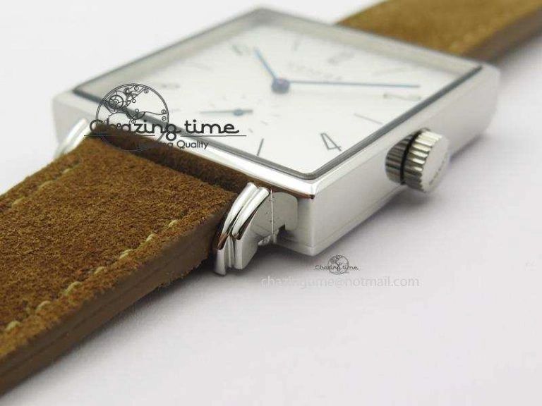 Tetra SS White Dial On Brown Leather Strap A2813