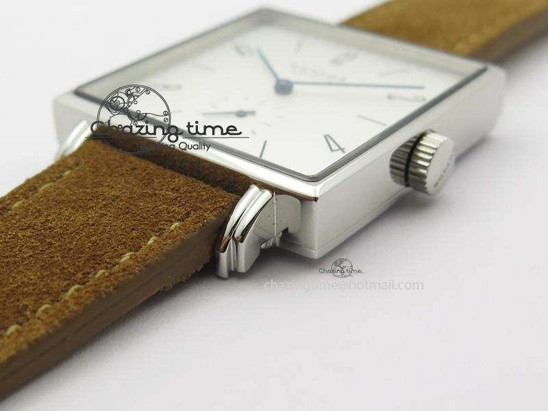 Tetra SS White Dial On Brown Leather Strap A2813