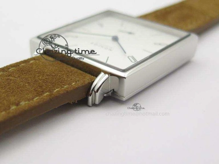 Tetra SS White Dial On Brown Leather Strap A2813