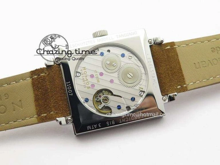 Tetra SS White Dial On Brown Leather Strap A2813