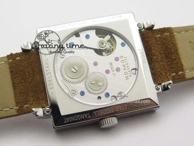 Tetra SS White Dial On Brown Leather Strap A2813