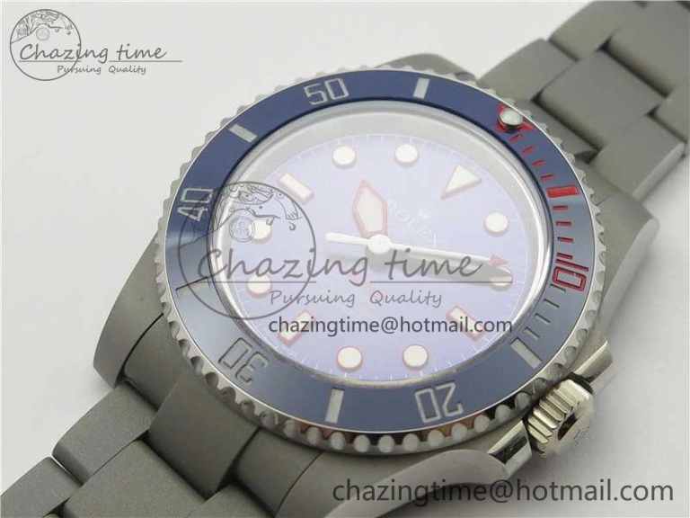 The Rough Matt Carbon Sandblast SS GMF Best Edition Blue Dial on SS Bracelet SA3130