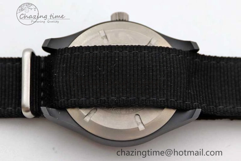 Top Gun IW326901 Ceramic M+F 1:1 Best Edition Black Dial on Black Nylon Strap A2892