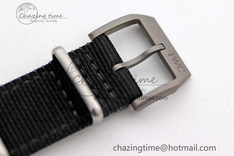 Top Gun IW326901 Ceramic M+F 1:1 Best Edition Black Dial on Black Nylon Strap A2892