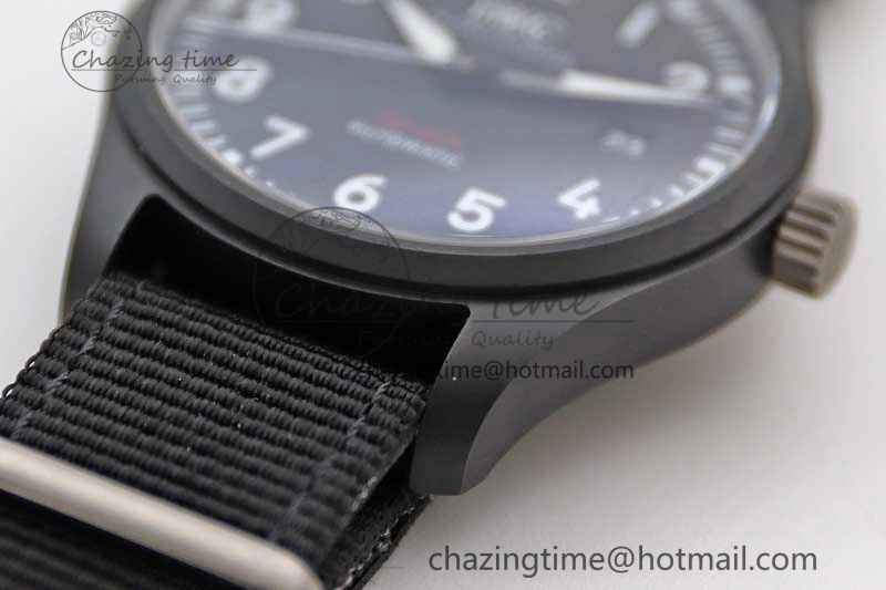 Top Gun IW326901 Ceramic M+F 1:1 Best Edition Black Dial on Black Nylon Strap A2892