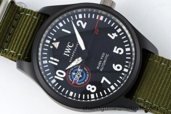Top Gun Pilot Mark XVIII Limited “SFTI” M+F 1:1 Best Edition Black Dial on Green Nylon Strap A35111