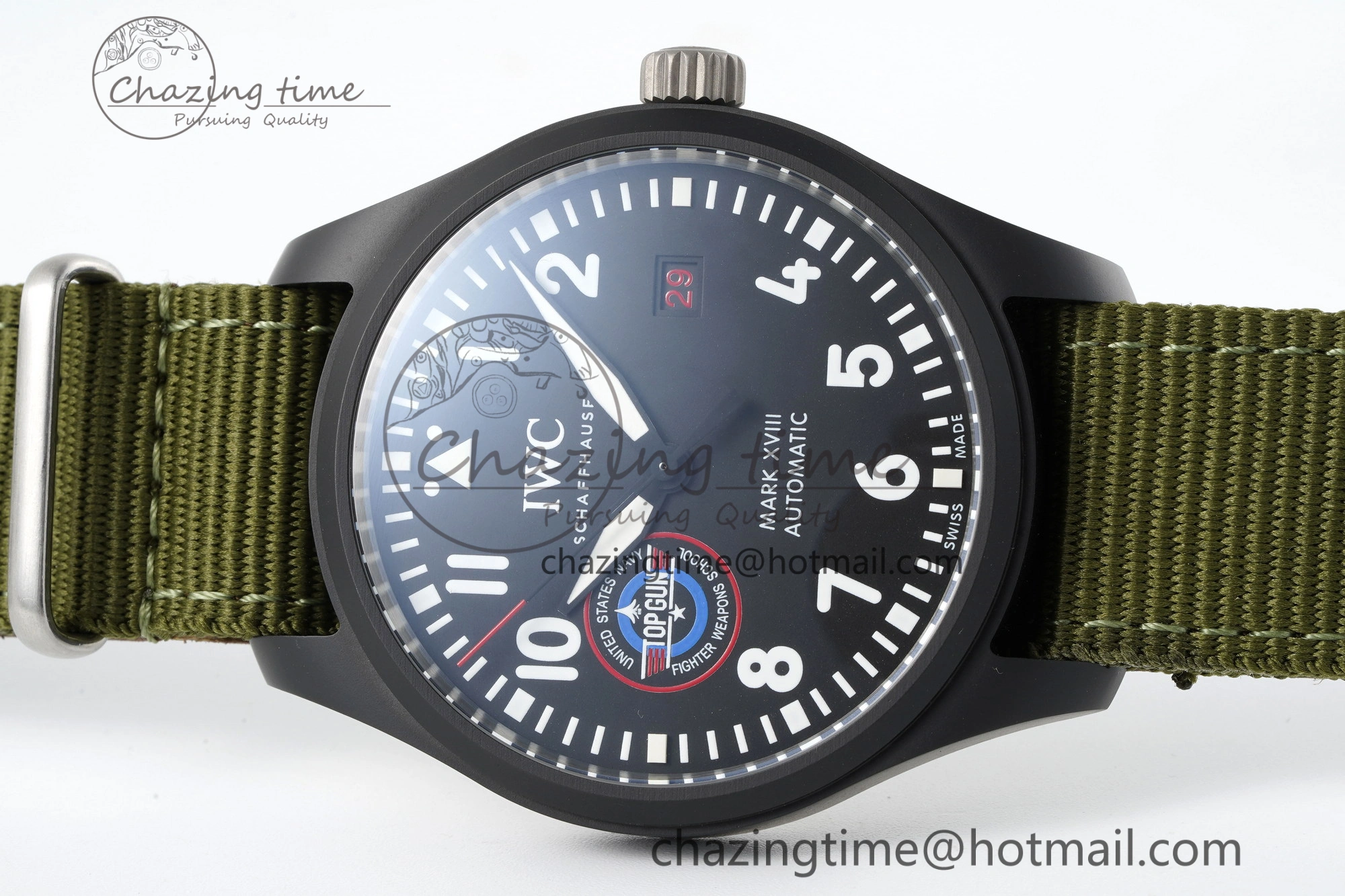 Top Gun Pilot Mark XVIII Limited “SFTI” M+F 1:1 Best Edition Black Dial on Green Nylon Strap A35111