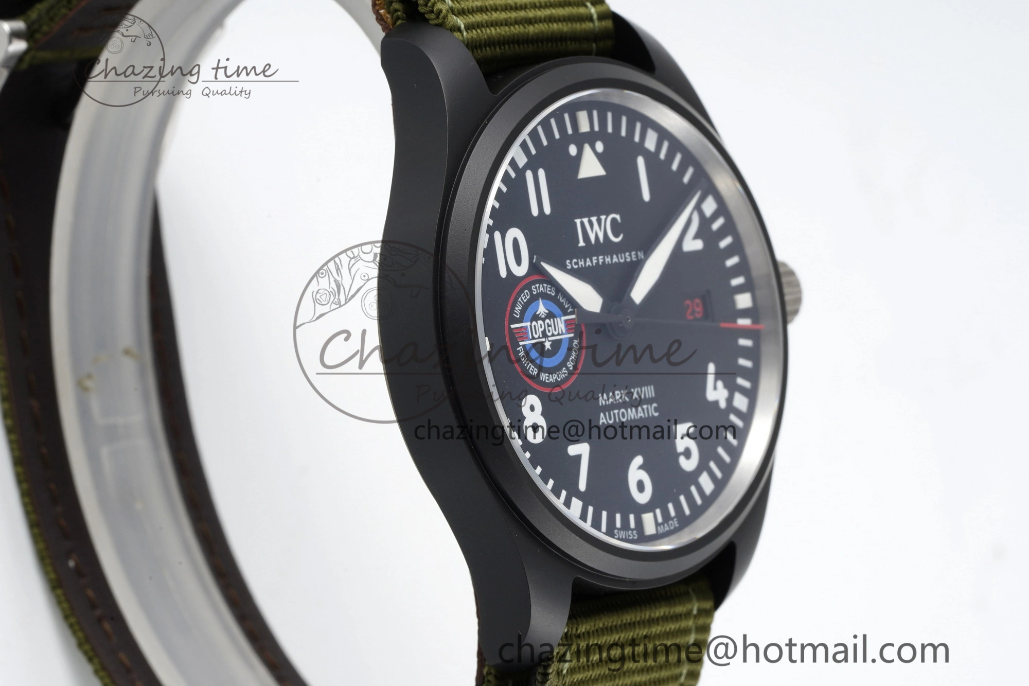 Top Gun Pilot Mark XVIII Limited “SFTI” M+F 1:1 Best Edition Black Dial on Green Nylon Strap A35111