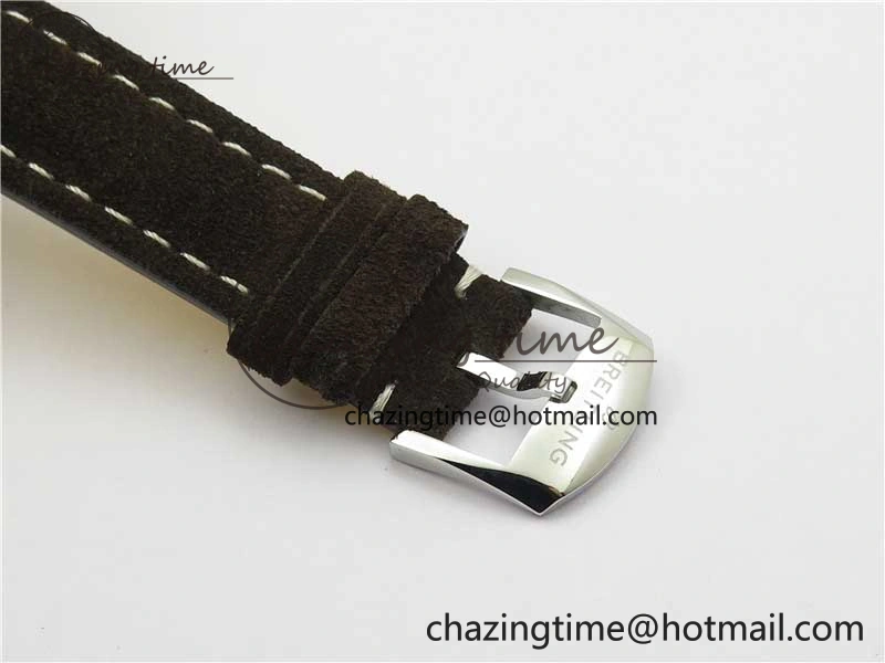 Top Time Chrono SS GF 1:1 Best Edition White Dial on Brown Leather Strap A7750