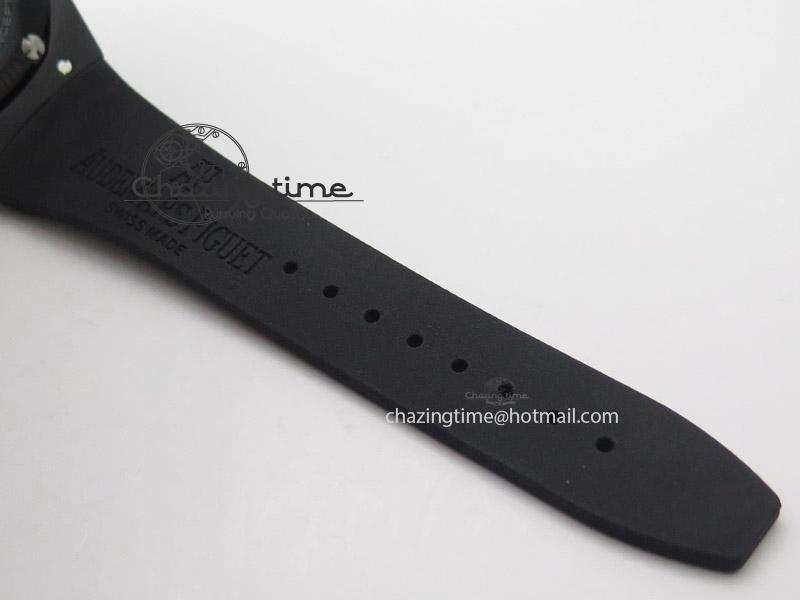 Tourbillon Concept GMT PVD Black Dial On Black Rubber Strap Japan Quartz