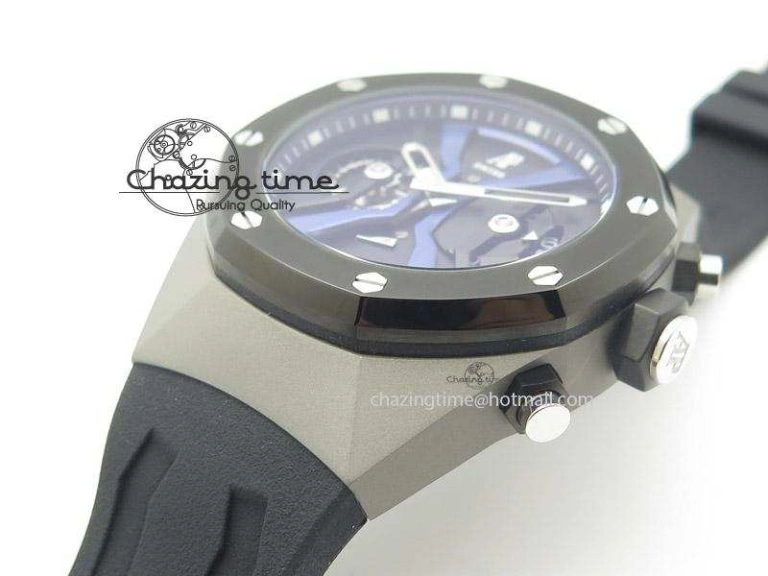 Tourbillon Concept GMT SS Black Blue Dial On Black Rubber Strap Japan Quartz