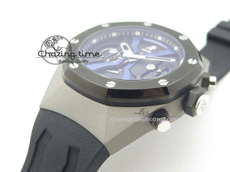 Tourbillon Concept GMT SS Black Blue Dial On Black Rubber Strap Japan Quartz
