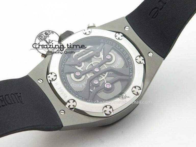 Tourbillon Concept GMT SS Black Blue Dial On Black Rubber Strap Japan Quartz