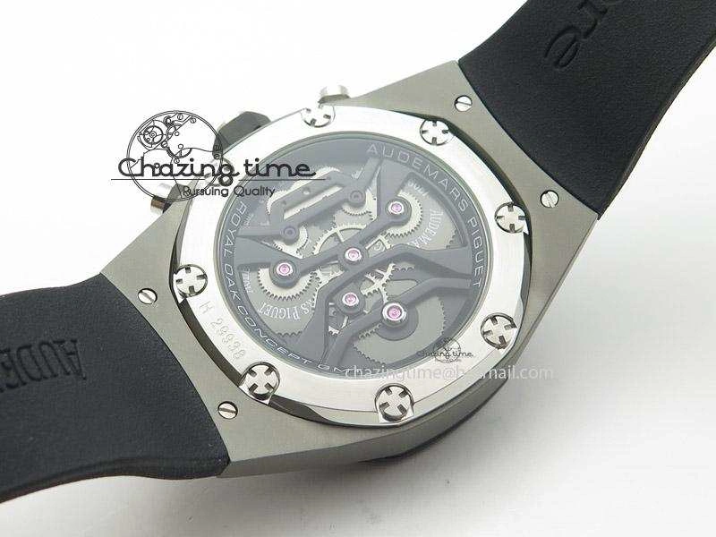 Tourbillon Concept GMT SS Black Blue Dial On Black Rubber Strap Japan Quartz