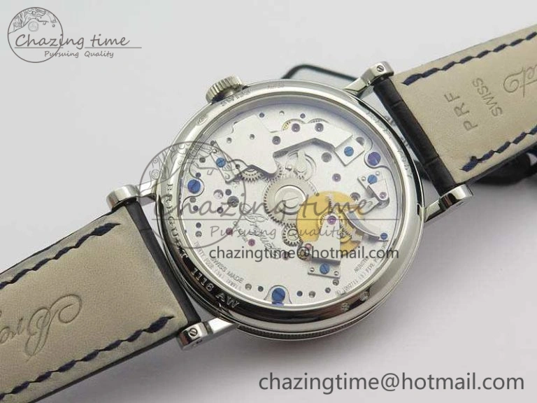 Tradition 7057BB 11 9W6 SS Real PR SF 1:1 Best Edition Skeleton Dial On Blue Leather Strap A507