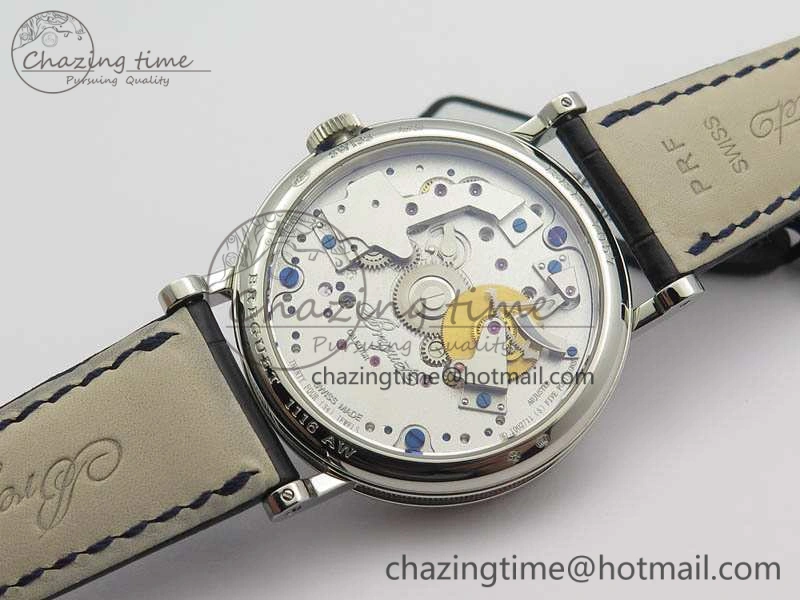 Tradition 7057BB 11 9W6 SS Real PR SF 1:1 Best Edition Skeleton Dial On Blue Leather Strap A507
