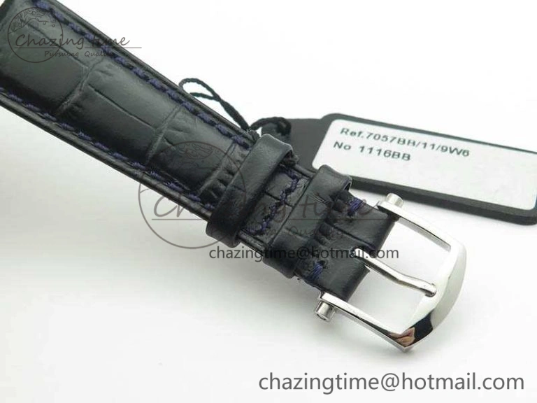 Tradition 7057BB 11 9W6 SS Real PR SF 1:1 Best Edition Skeleton Dial On Blue Leather Strap A507