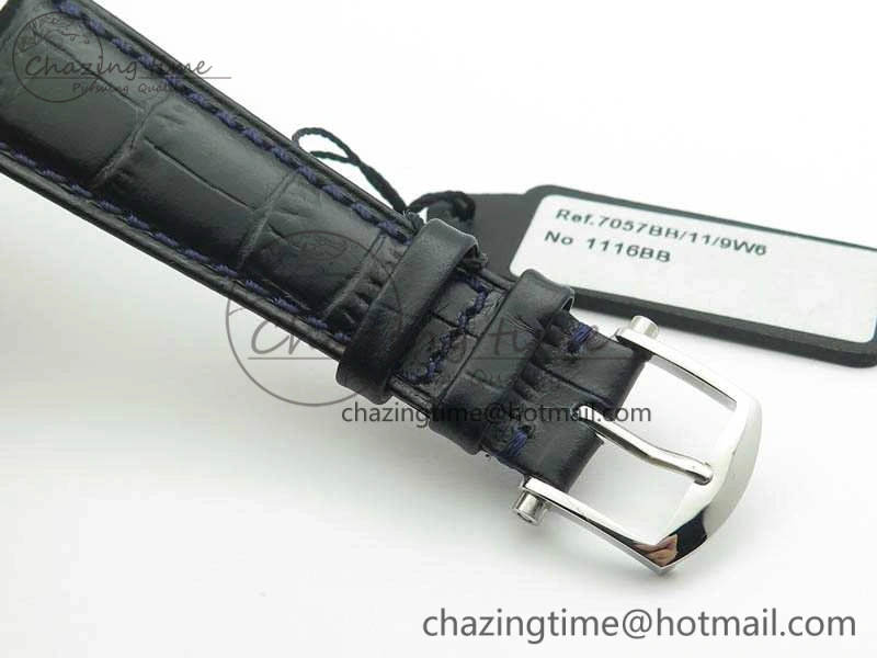 Tradition 7057BB 11 9W6 SS Real PR SF 1:1 Best Edition Skeleton Dial On Blue Leather Strap A507