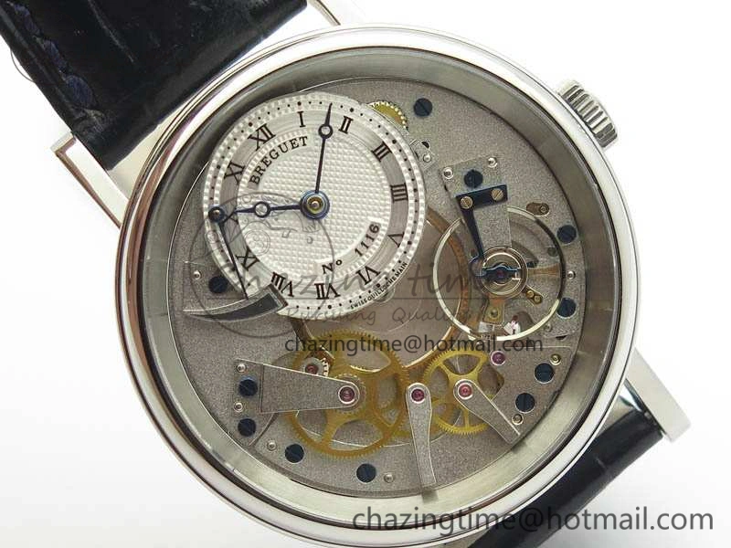 Tradition 7057BB 11 9W6 SS Real PR SF 1:1 Best Edition Skeleton Dial On Blue Leather Strap A507
