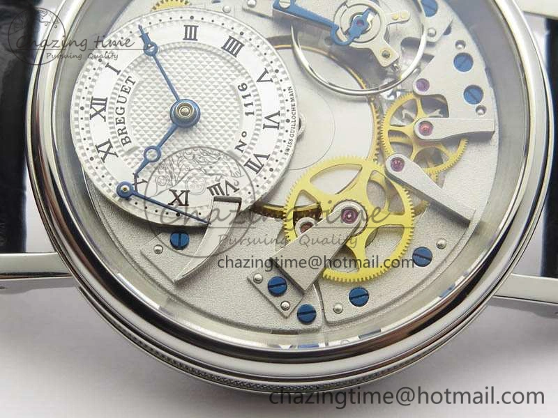 Tradition 7057BB 11 9W6 SS Real PR SF 1:1 Best Edition Skeleton Dial On Blue Leather Strap A507