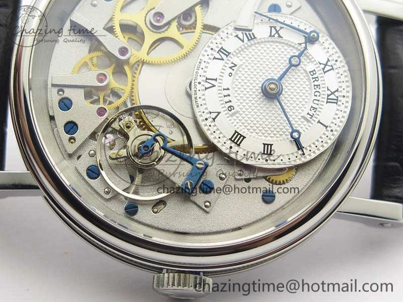 Tradition 7057BB 11 9W6 SS Real PR SF 1:1 Best Edition Skeleton Dial On Blue Leather Strap A507