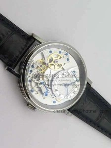 Tradition 7057BB 11 9W6 SS Real PR SF 1:1 Best Edition Skeleton Dial On Blue Leather Strap A507
