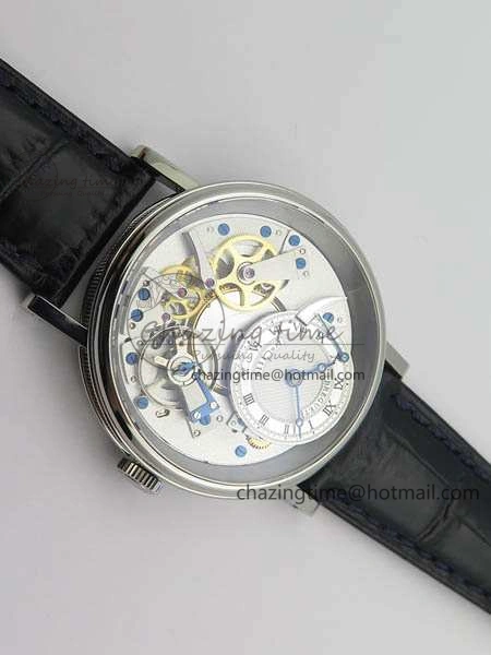Tradition 7057BB 11 9W6 SS Real PR SF 1:1 Best Edition Skeleton Dial On Blue Leather Strap A507