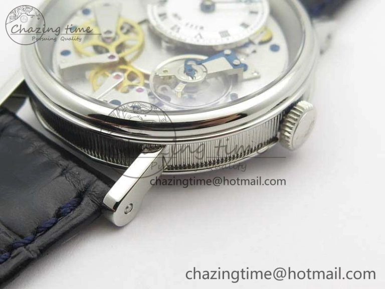 Tradition 7057BB 11 9W6 SS Real PR SF 1:1 Best Edition Skeleton Dial On Blue Leather Strap A507