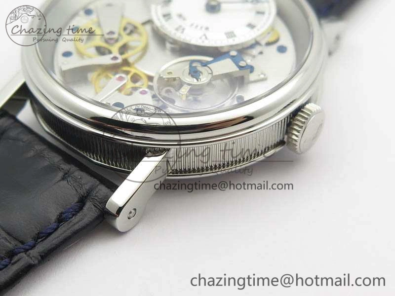 Tradition 7057BB 11 9W6 SS Real PR SF 1:1 Best Edition Skeleton Dial On Blue Leather Strap A507