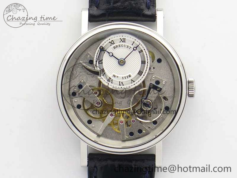 Tradition 7057BB 11 9W6 SS Real PR SF 1:1 Best Edition Skeleton Dial On Blue Leather Strap A507