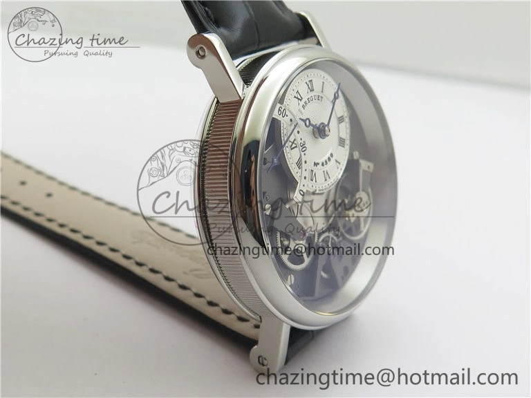 Tradition 7097BB G1 9WU SS Real PR SF 1:1 Best Edition Silver Skeleton Dial on Black Leather Strap A505