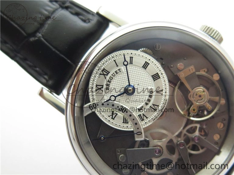 Tradition 7097BB G1 9WU SS Real PR SF 1:1 Best Edition Silver Skeleton Dial on Black Leather Strap A505