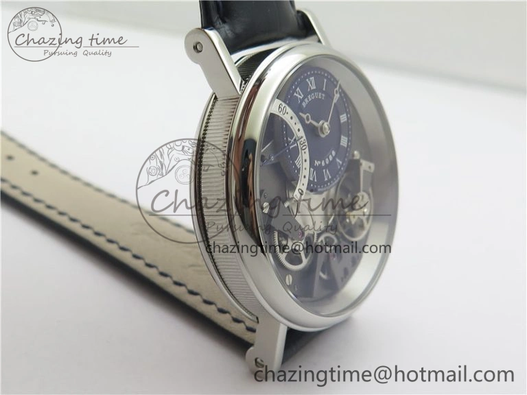 Tradition 7097BB GY 9WU SS Real PR SF 1:1 Best Edition Blue Skeleton Dial on Blue Leather Strap A505
