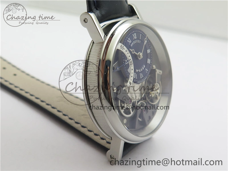 Tradition 7097BB GY 9WU SS Real PR SF 1:1 Best Edition Blue Skeleton Dial on Blue Leather Strap A505