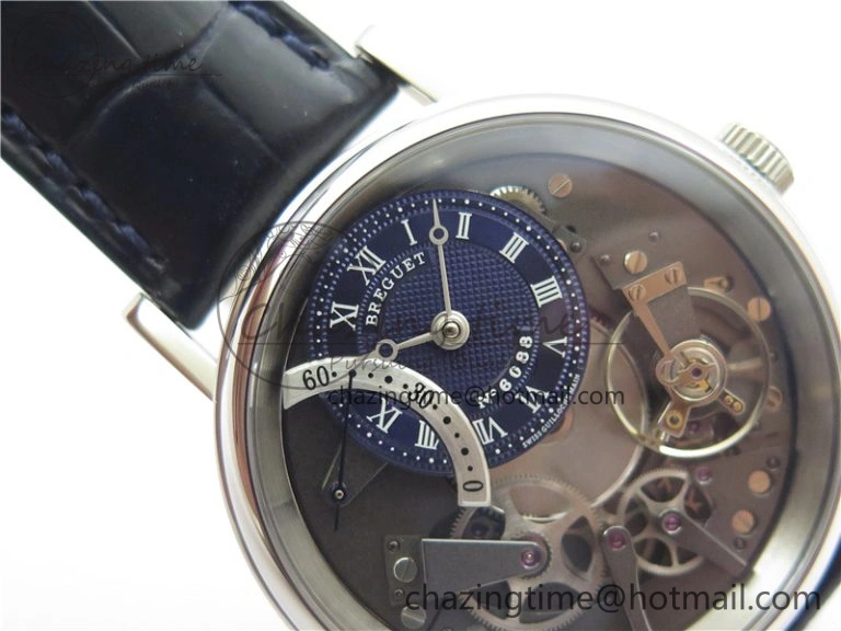 Tradition 7097BB GY 9WU SS Real PR SF 1:1 Best Edition Blue Skeleton Dial on Blue Leather Strap A505