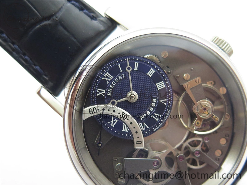 Tradition 7097BB GY 9WU SS Real PR SF 1:1 Best Edition Blue Skeleton Dial on Blue Leather Strap A505