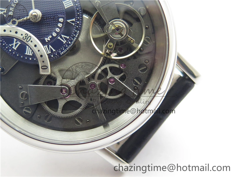 Tradition 7097BB GY 9WU SS Real PR SF 1:1 Best Edition Blue Skeleton Dial on Blue Leather Strap A505