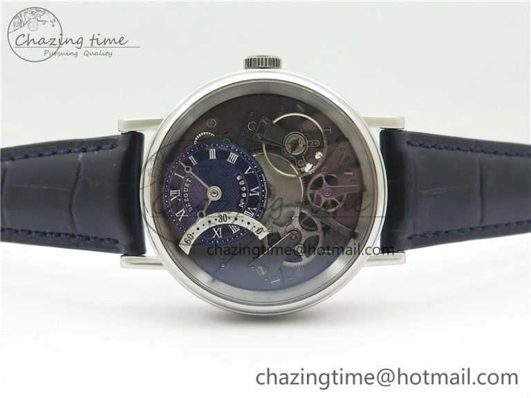 Tradition 7097BB GY 9WU SS Real PR SF 1:1 Best Edition Blue Skeleton Dial on Blue Leather Strap A505