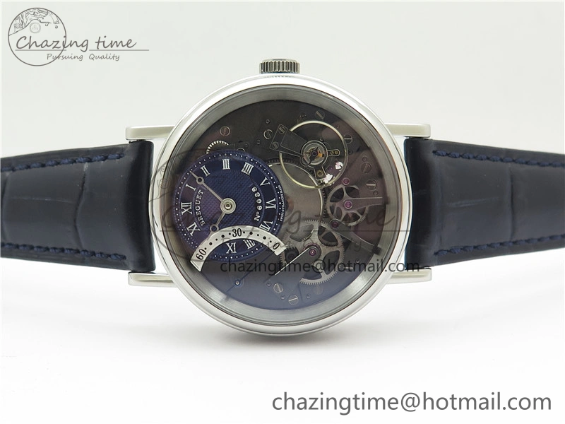 Tradition 7097BB GY 9WU SS Real PR SF 1:1 Best Edition Blue Skeleton Dial on Blue Leather Strap A505
