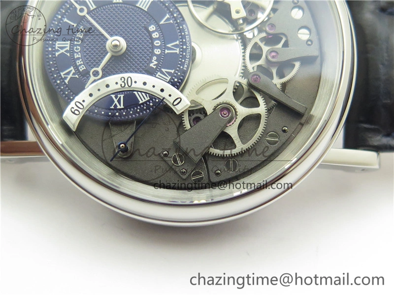 Tradition 7097BB GY 9WU SS Real PR SF 1:1 Best Edition Blue Skeleton Dial on Blue Leather Strap A505
